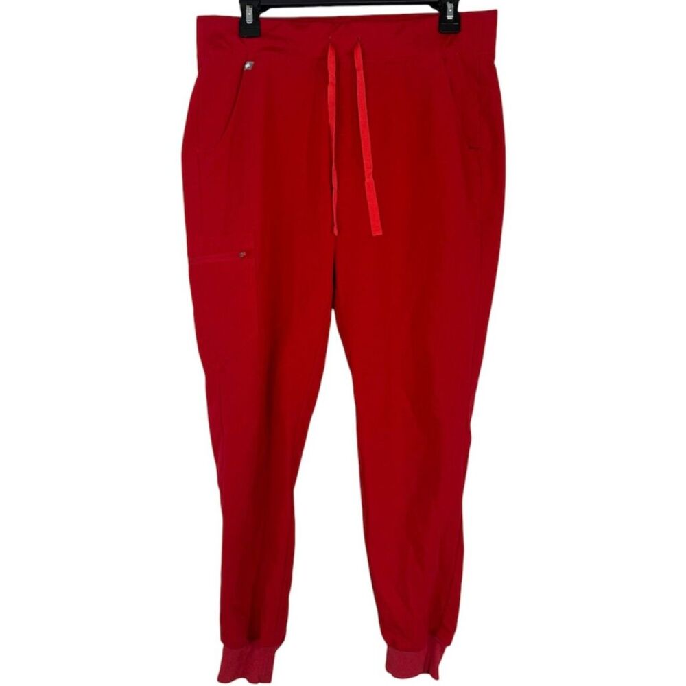 Figs Womens Red Zamora Jogger Scrub Pants Sz M Nursing Dental Medical High Waist